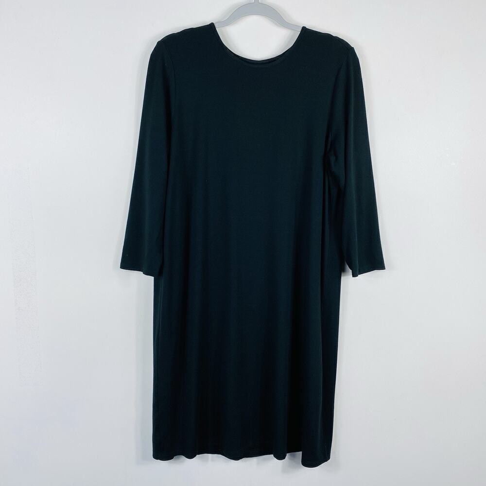 J. Jill Size Medium Wearever Collection 3/4 Sleeve Shift Dress Black
